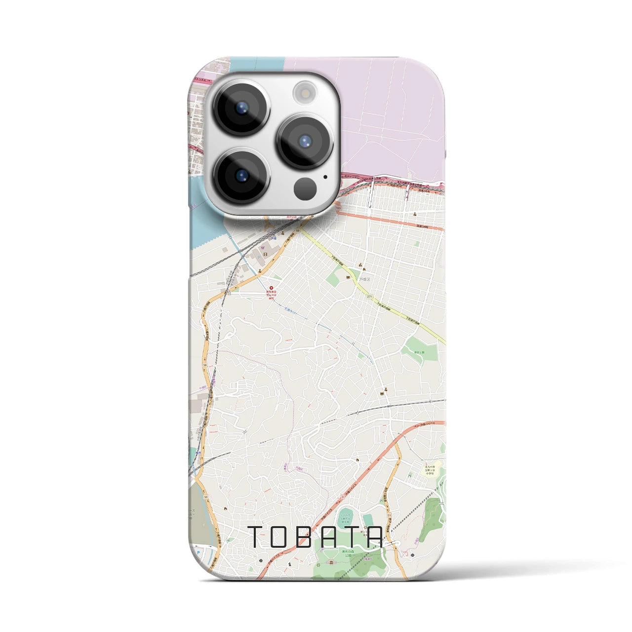 【戸畑】地図柄iPhoneケース（バックカバータイプ・ナチュラル）iPhone 14 Pro 用