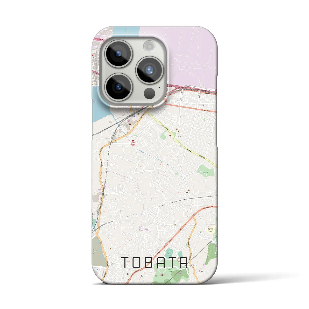 【戸畑】地図柄iPhoneケース（バックカバータイプ・ナチュラル）iPhone 15 Pro 用