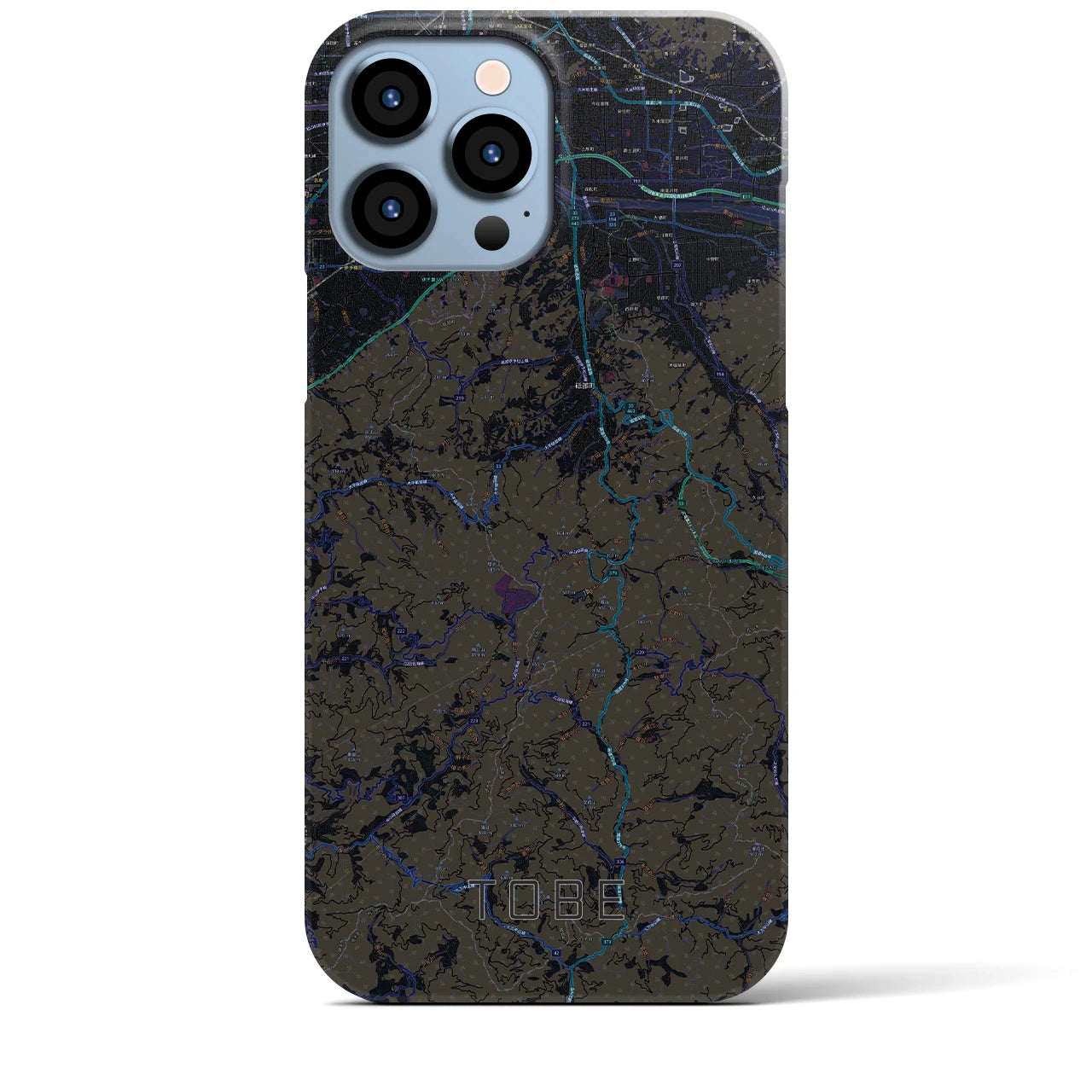 【砥部】地図柄iPhoneケース（バックカバータイプ・ブラック）iPhone 13 Pro Max 用
