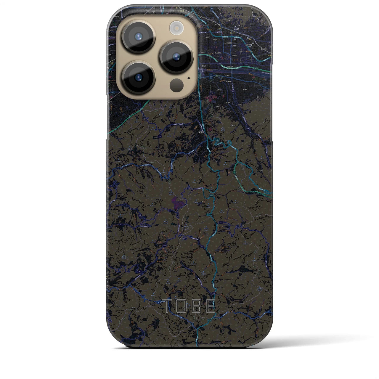 【砥部】地図柄iPhoneケース（バックカバータイプ・ブラック）iPhone 14 Pro Max 用