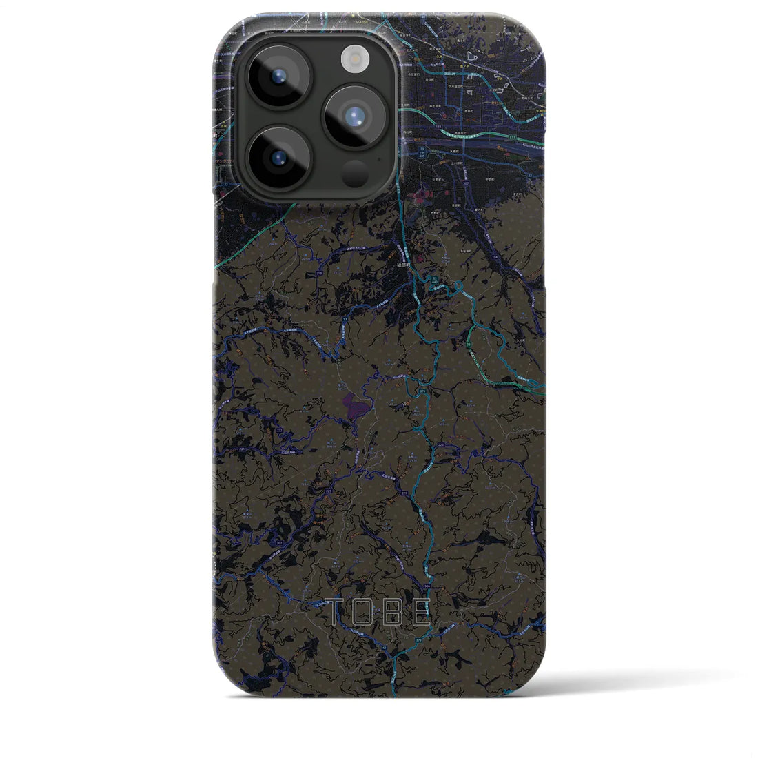 【砥部】地図柄iPhoneケース（バックカバータイプ・ブラック）iPhone 15 Pro Max 用