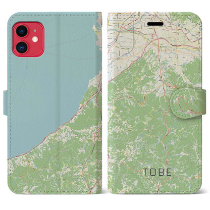 【砥部（愛媛県）】地図柄iPhoneケース（手帳タイプ）ナチュラル・iPhone 11 用