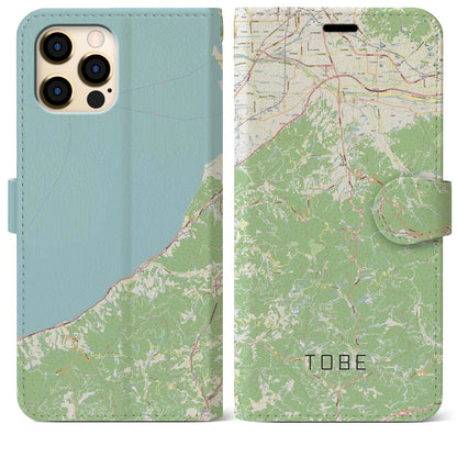 【砥部（愛媛県）】地図柄iPhoneケース（手帳タイプ）ナチュラル・iPhone 12 Pro Max 用