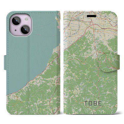 【砥部（愛媛県）】地図柄iPhoneケース（手帳タイプ）ナチュラル・iPhone 14 用