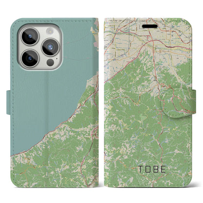 【砥部（愛媛県）】地図柄iPhoneケース（手帳タイプ）ナチュラル・iPhone 15 Pro 用