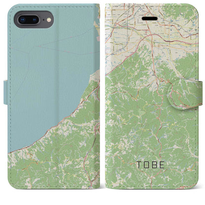 【砥部（愛媛県）】地図柄iPhoneケース（手帳タイプ）ナチュラル・iPhone 8Plus /7Plus / 6sPlus / 6Plus 用