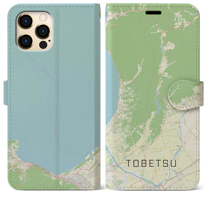 【当別（北海道）】地図柄iPhoneケース（手帳タイプ）ナチュラル・iPhone 12 Pro Max 用