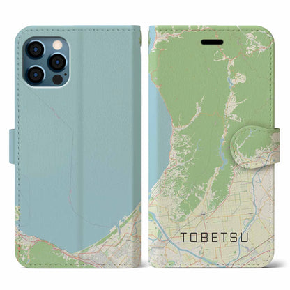 【当別（北海道）】地図柄iPhoneケース（手帳タイプ）ナチュラル・iPhone 12 / 12 Pro 用