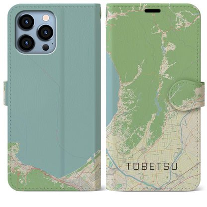 【当別（北海道）】地図柄iPhoneケース（手帳タイプ）ナチュラル・iPhone 13 Pro Max 用