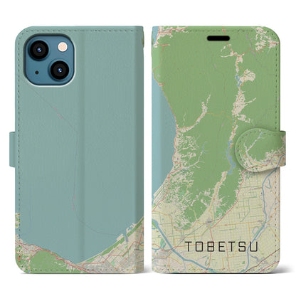 【当別（北海道）】地図柄iPhoneケース（手帳タイプ）ナチュラル・iPhone 13 用