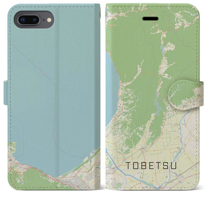 【当別（北海道）】地図柄iPhoneケース（手帳タイプ）ナチュラル・iPhone 8Plus /7Plus / 6sPlus / 6Plus 用
