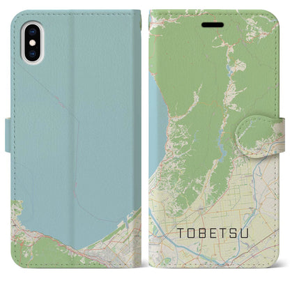 【当別（北海道）】地図柄iPhoneケース（手帳タイプ）ナチュラル・iPhone XS Max 用