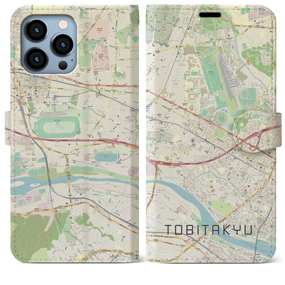 【飛田給（東京都）】地図柄iPhoneケース（手帳タイプ）ナチュラル・iPhone 13 Pro Max 用