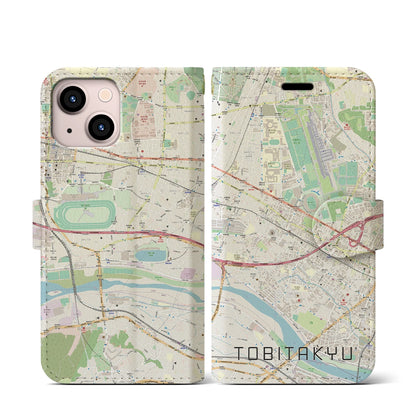 【飛田給（東京都）】地図柄iPhoneケース（手帳タイプ）ナチュラル・iPhone 13 mini 用