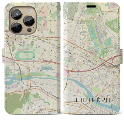 【飛田給（東京都）】地図柄iPhoneケース（手帳タイプ）ナチュラル・iPhone 14 Pro Max 用
