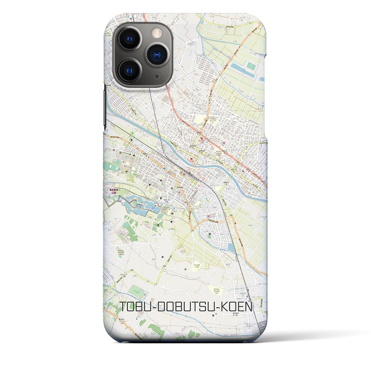 【東武動物公園】地図柄iPhoneケース（バックカバータイプ・ナチュラル）iPhone 11 Pro Max 用