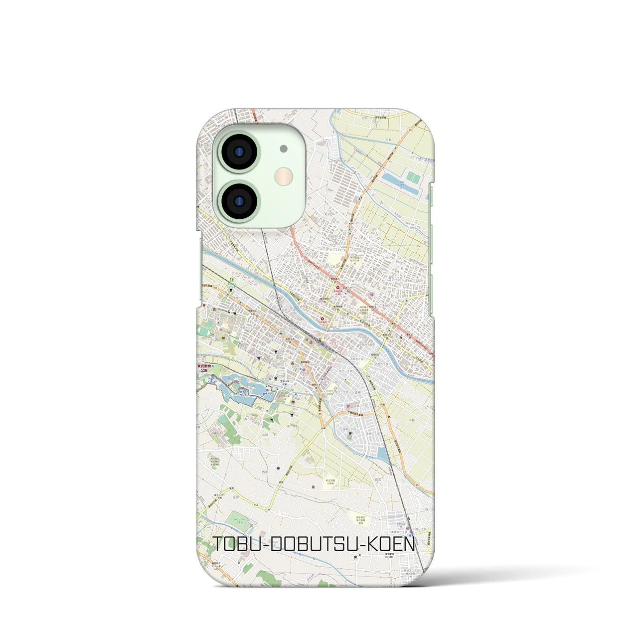 【東武動物公園】地図柄iPhoneケース（バックカバータイプ・ナチュラル）iPhone 12 mini 用