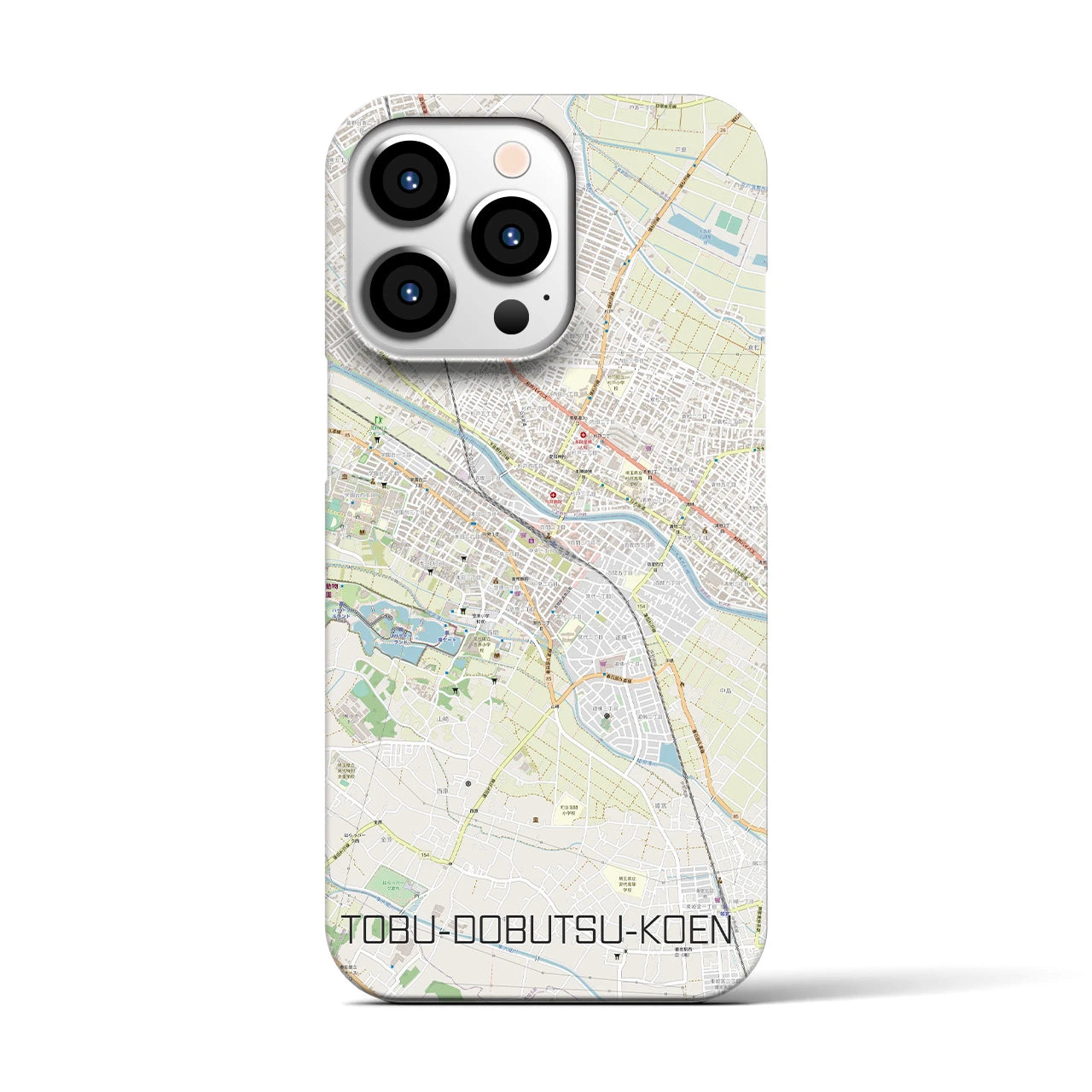 【東武動物公園】地図柄iPhoneケース（バックカバータイプ・ナチュラル）iPhone 13 Pro 用