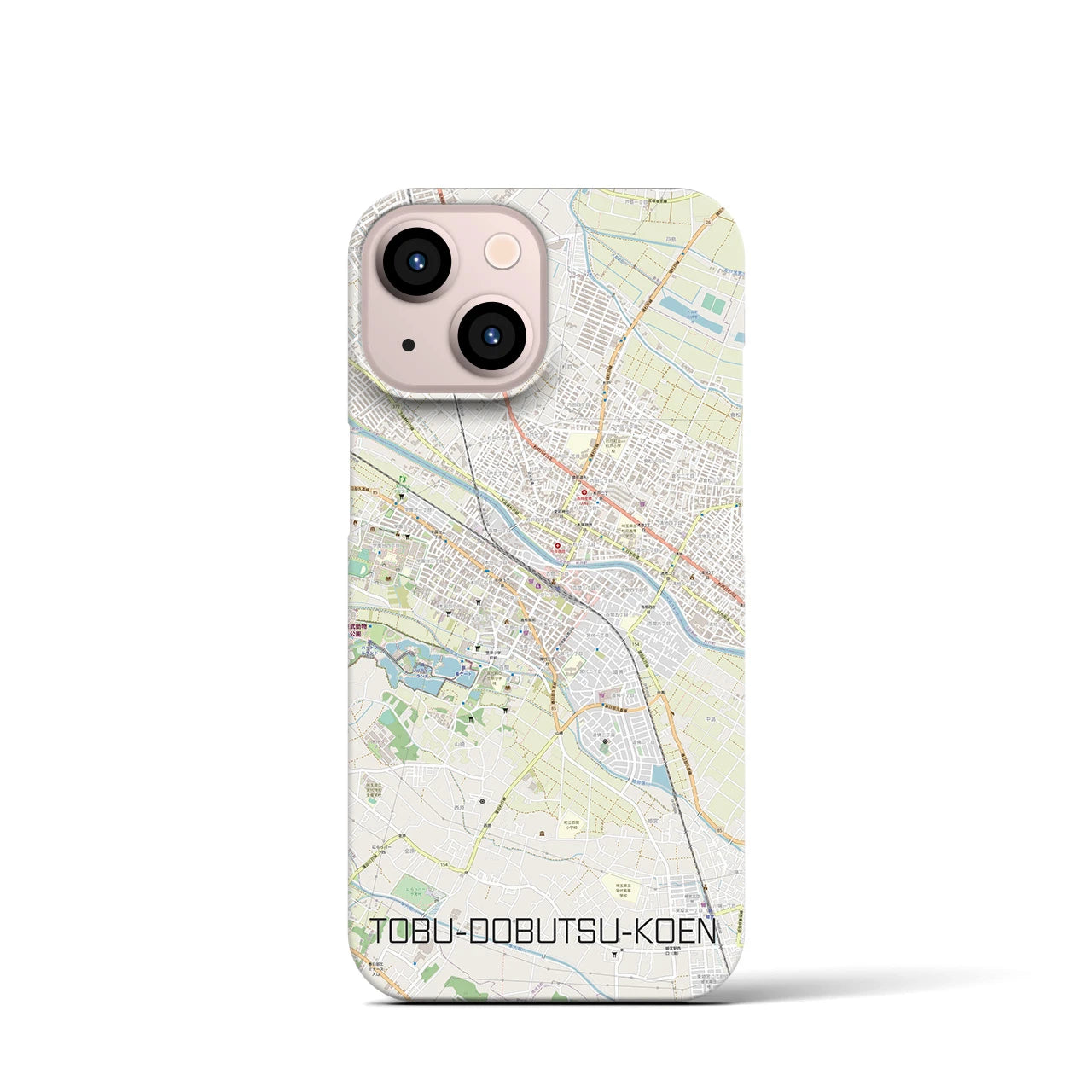 【東武動物公園】地図柄iPhoneケース（バックカバータイプ・ナチュラル）iPhone 13 mini 用