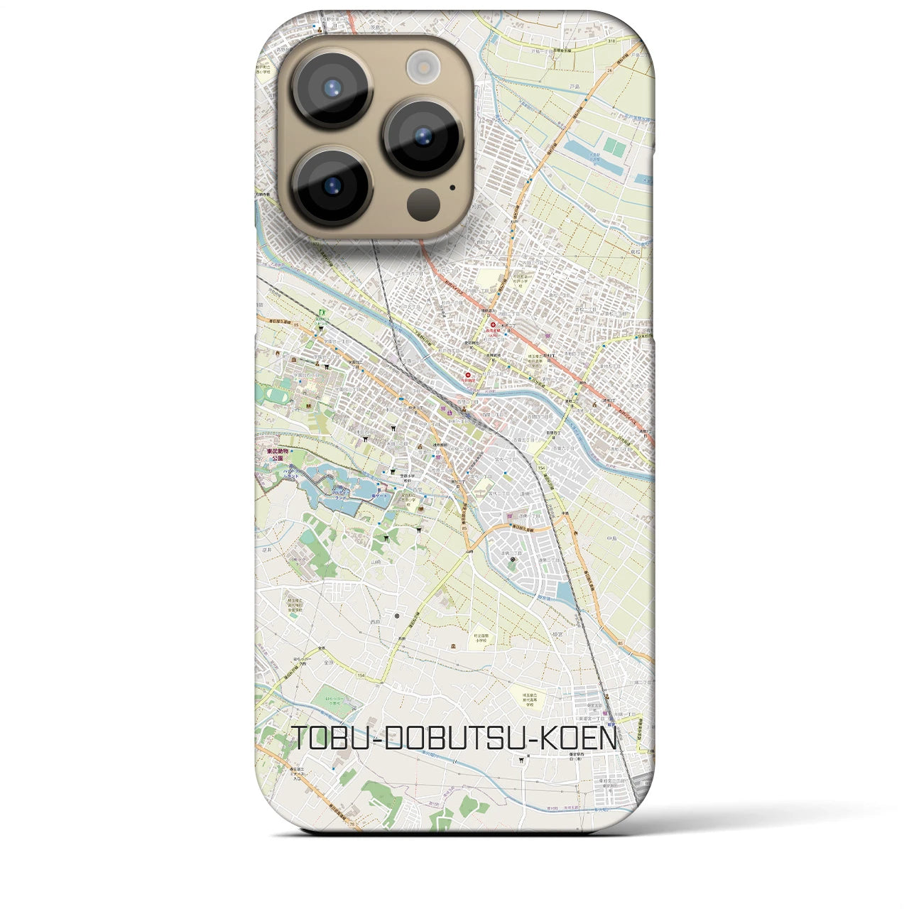 【東武動物公園】地図柄iPhoneケース（バックカバータイプ・ナチュラル）iPhone 14 Pro Max 用