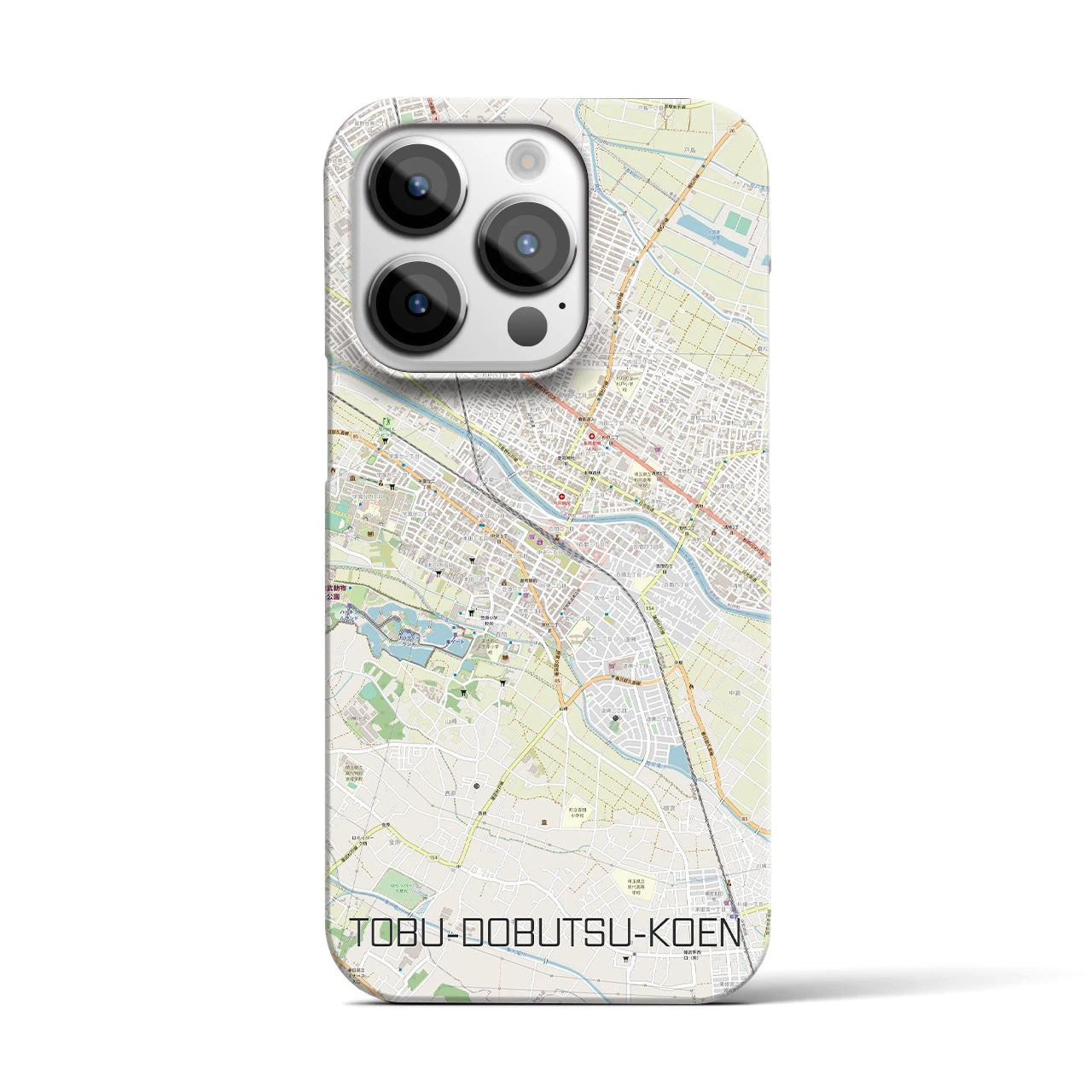 【東武動物公園】地図柄iPhoneケース（バックカバータイプ・ナチュラル）iPhone 14 Pro 用