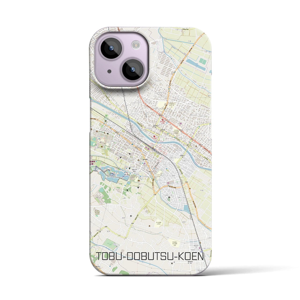 【東武動物公園】地図柄iPhoneケース（バックカバータイプ・ナチュラル）iPhone 14 用