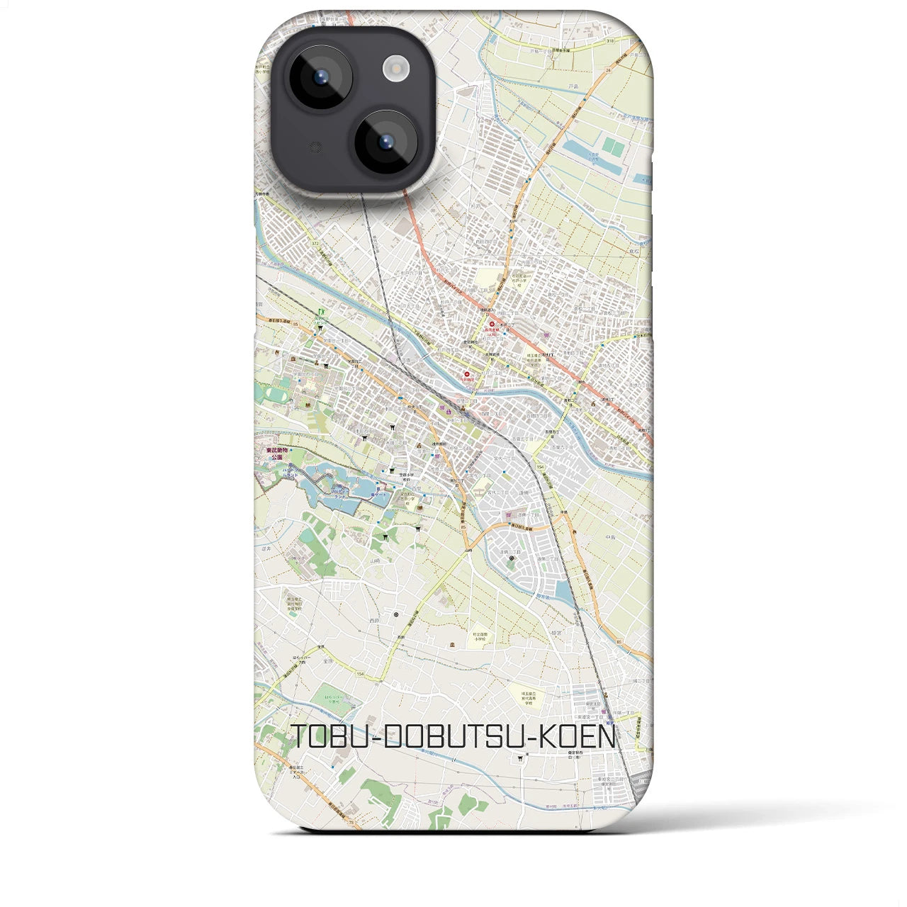 【東武動物公園】地図柄iPhoneケース（バックカバータイプ・ナチュラル）iPhone 14 Plus 用