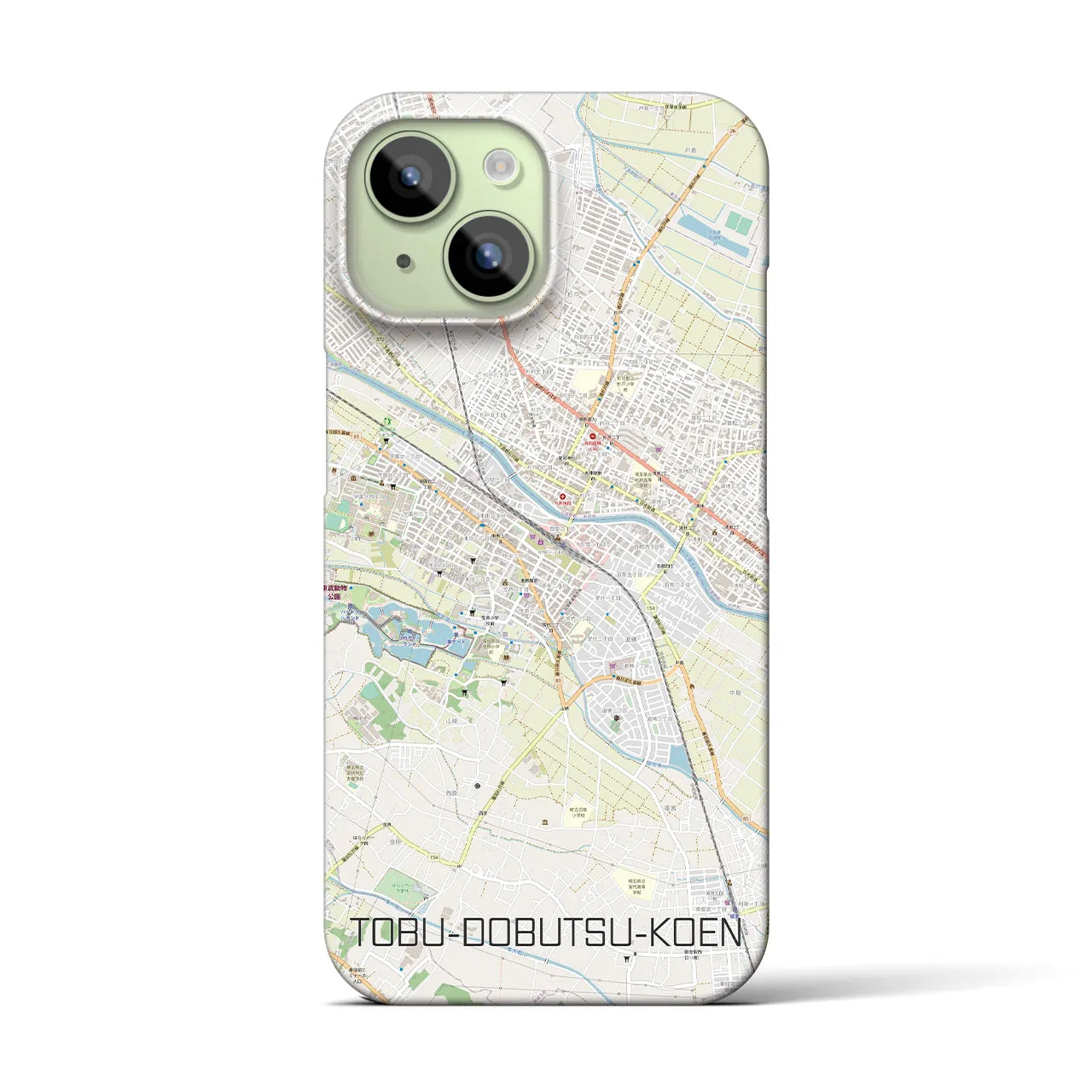 【東武動物公園】地図柄iPhoneケース（バックカバータイプ・ナチュラル）iPhone 15 用