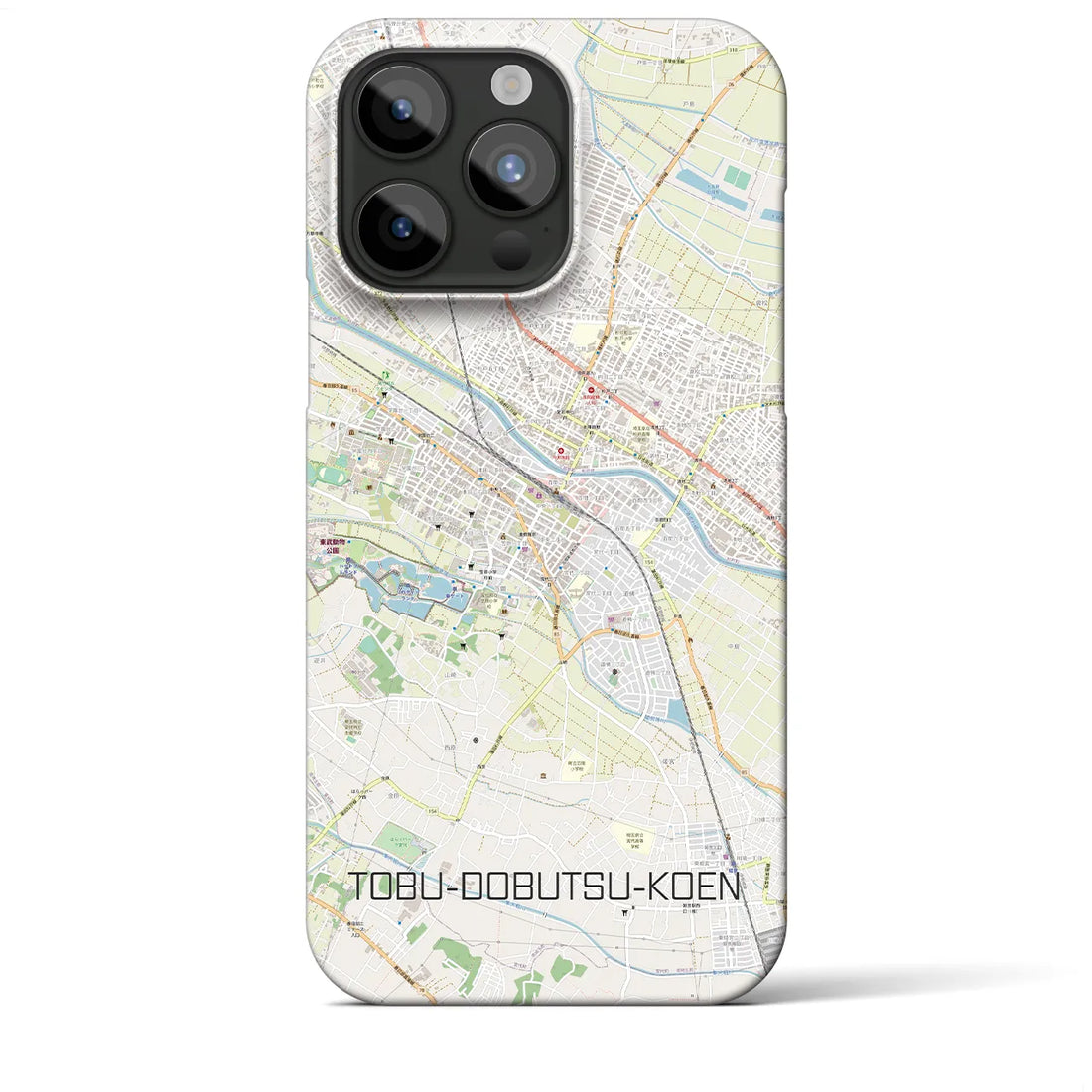 【東武動物公園】地図柄iPhoneケース（バックカバータイプ・ナチュラル）iPhone 15 Pro Max 用