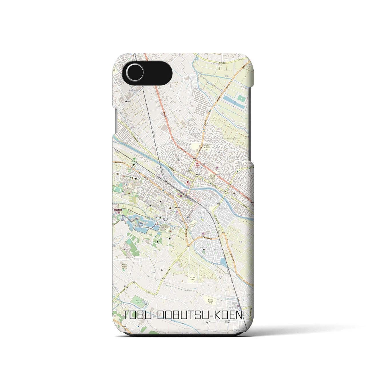 【東武動物公園】地図柄iPhoneケース（バックカバータイプ・ナチュラル）iPhone SE（第3 / 第2世代） / 8 / 7 / 6s / 6 用