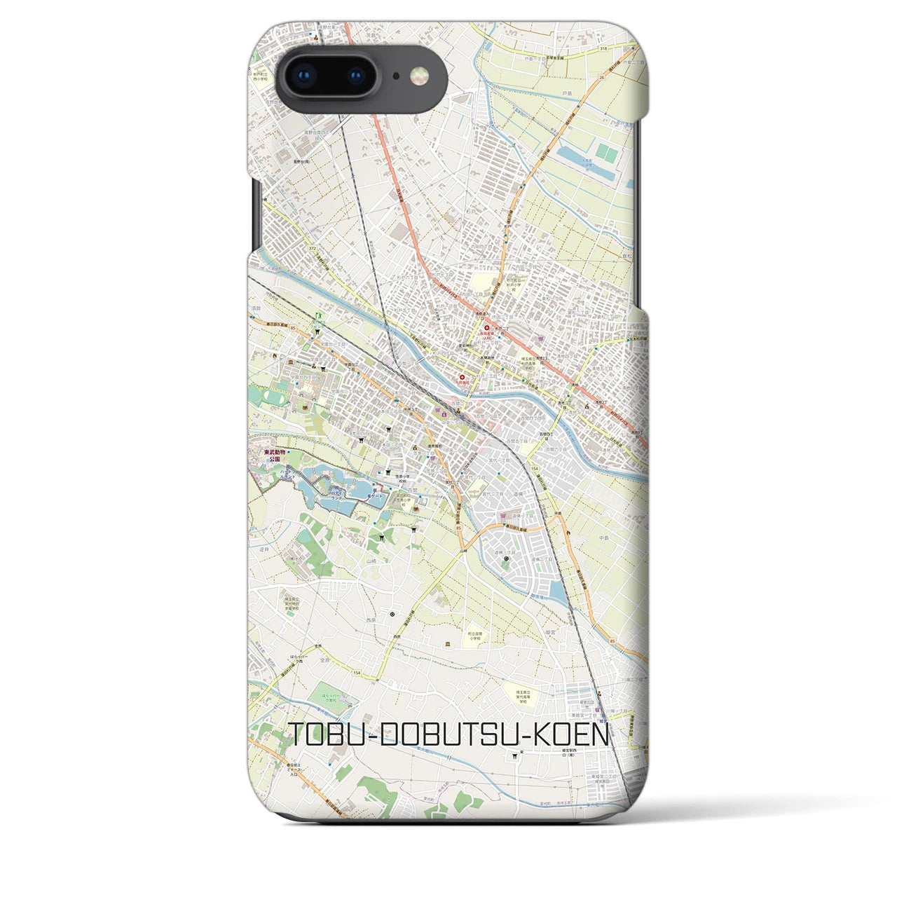 【東武動物公園】地図柄iPhoneケース（バックカバータイプ・ナチュラル）iPhone 8Plus /7Plus / 6sPlus / 6Plus 用
