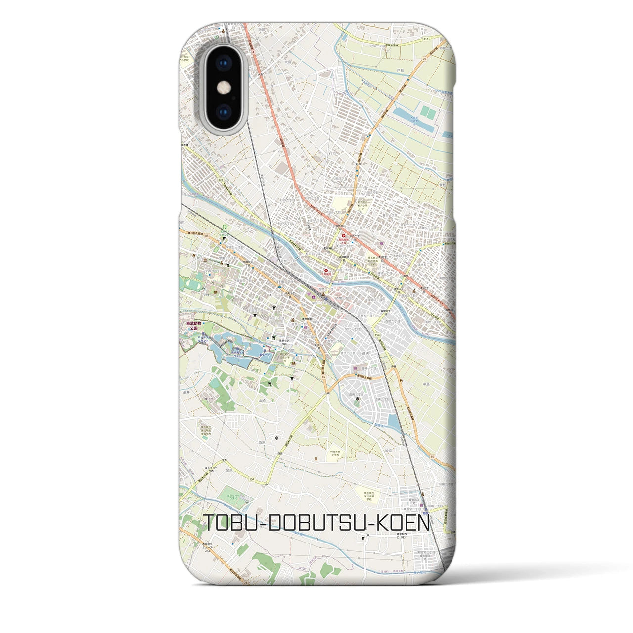 【東武動物公園】地図柄iPhoneケース（バックカバータイプ・ナチュラル）iPhone XS Max 用