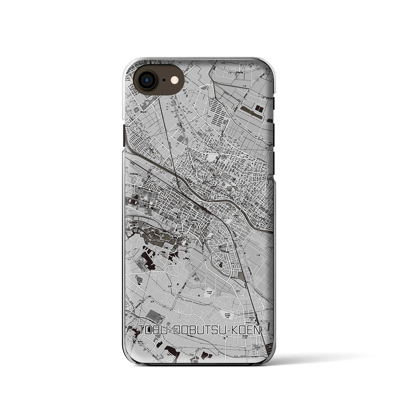 【東武動物公園】地図柄iPhoneケース（クリアタイプ・モノトーン）iPhone SE（第3 / 第2世代） / 8 / 7 / 6s / 6 用