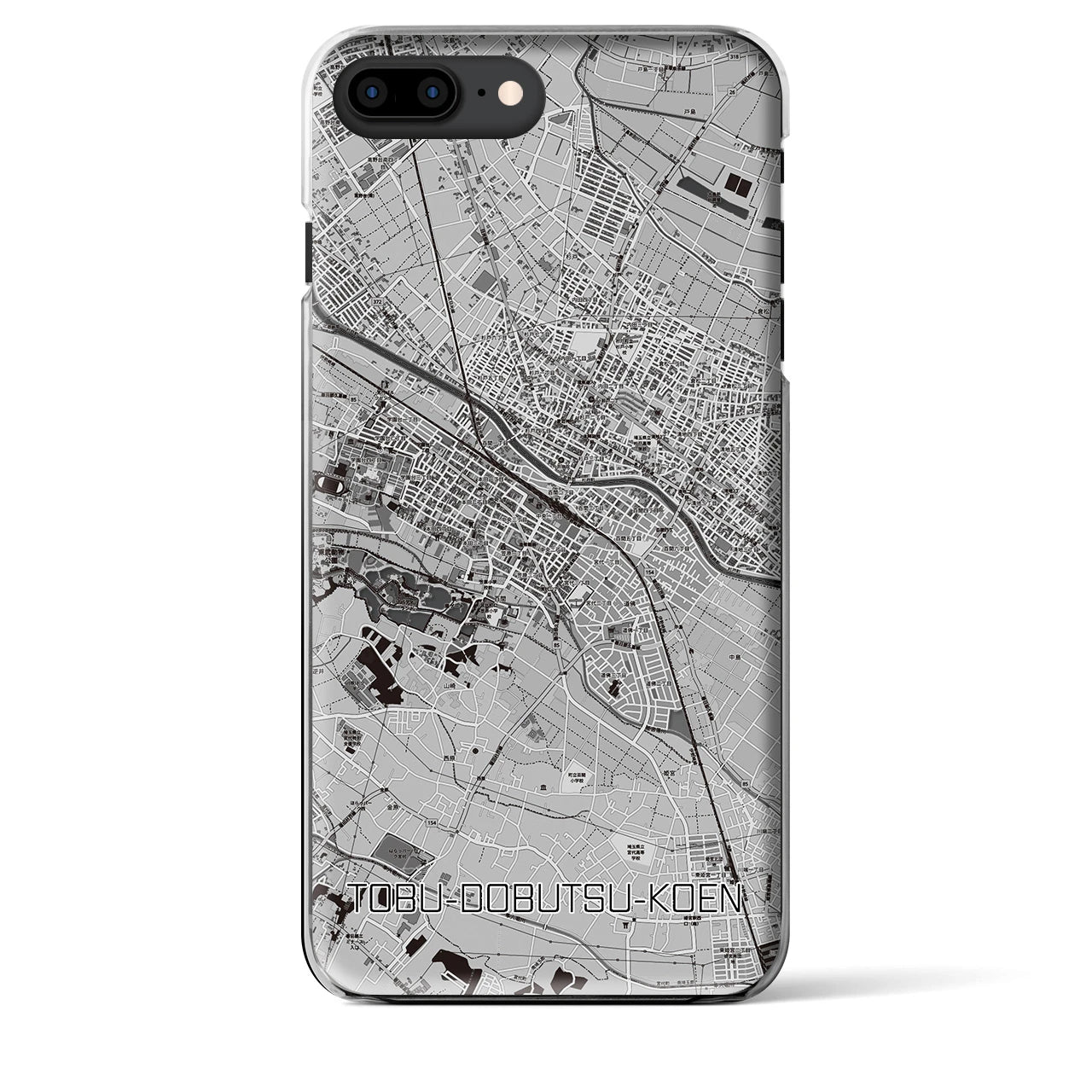 【東武動物公園】地図柄iPhoneケース（クリアタイプ・モノトーン）iPhone 8Plus /7Plus / 6sPlus / 6Plus 用