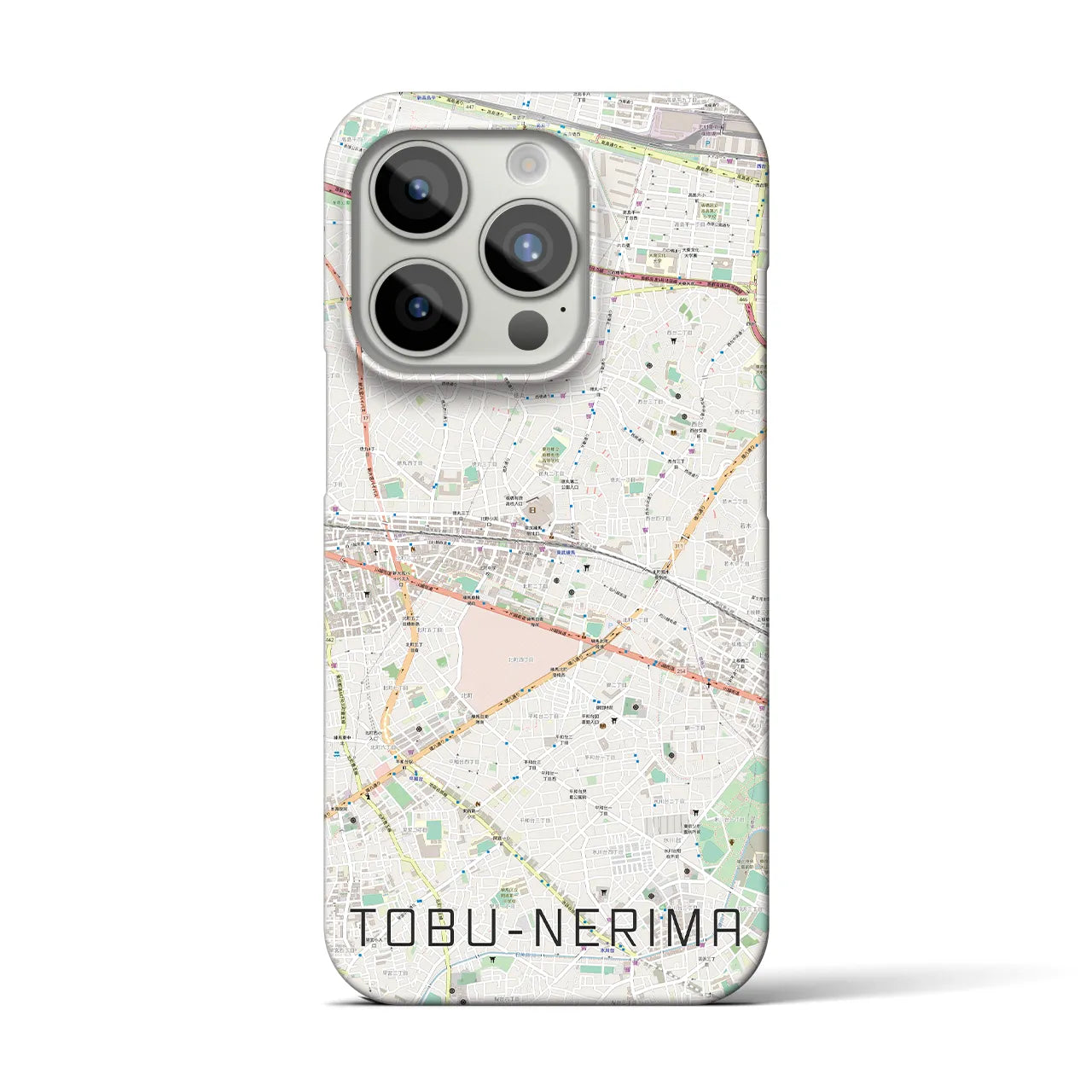 【東武練馬】地図柄iPhoneケース（バックカバータイプ・ナチュラル）iPhone 15 Pro 用
