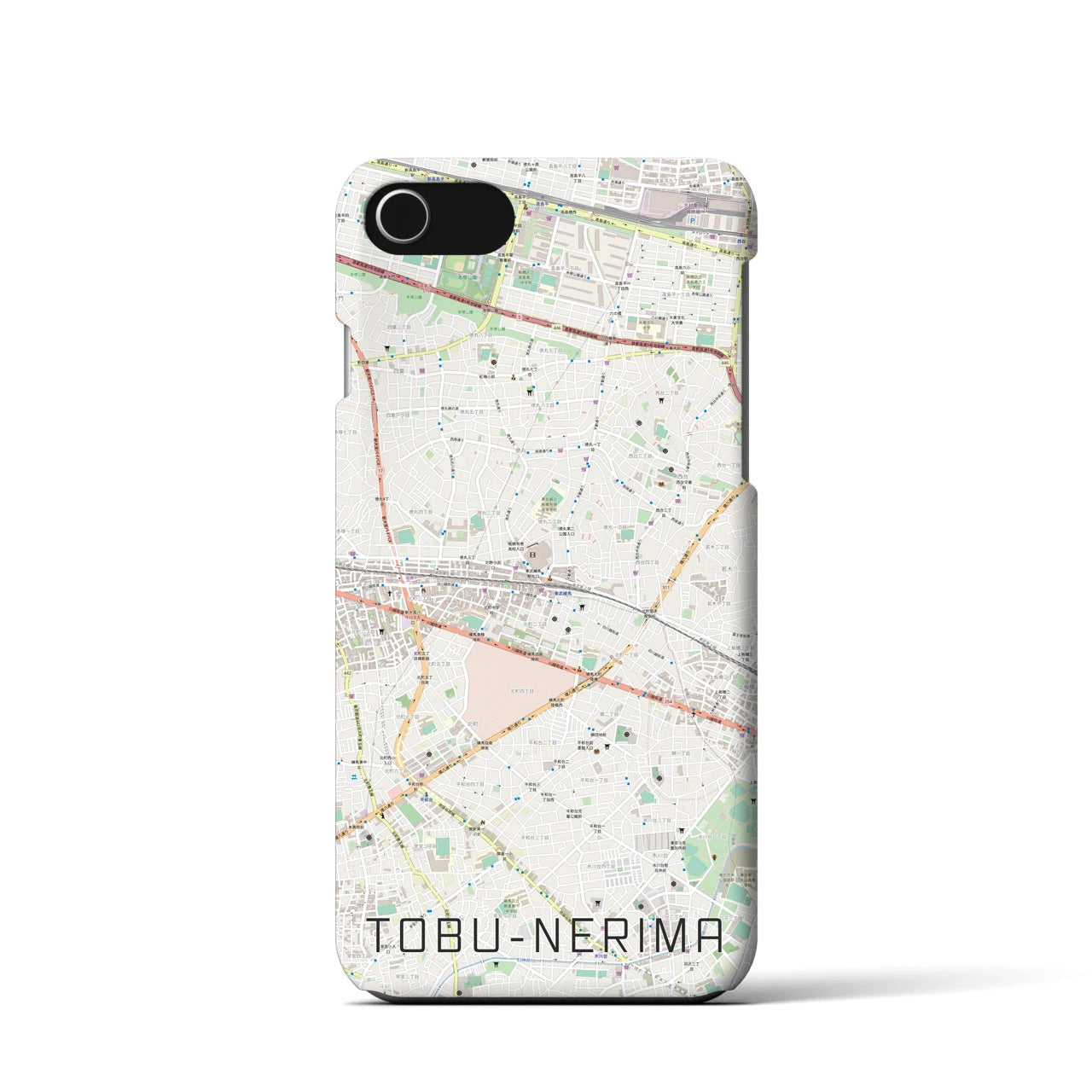 【東武練馬】地図柄iPhoneケース（バックカバータイプ・ナチュラル）iPhone SE（第3 / 第2世代） / 8 / 7 / 6s / 6 用