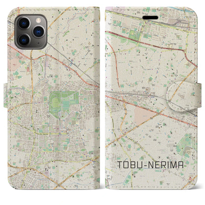 【東武練馬（東京都）】地図柄iPhoneケース（手帳タイプ）ナチュラル・iPhone 11 Pro Max 用
