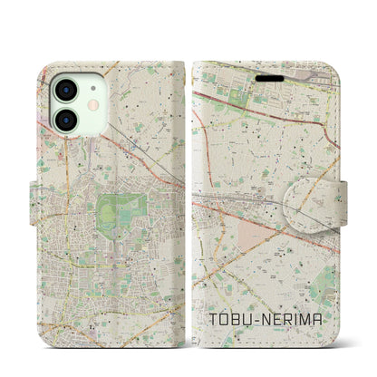 【東武練馬（東京都）】地図柄iPhoneケース（手帳タイプ）ナチュラル・iPhone 12 mini 用