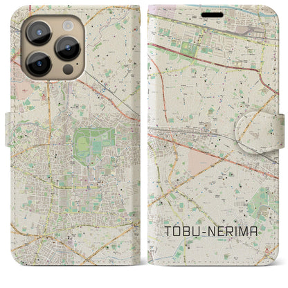 【東武練馬（東京都）】地図柄iPhoneケース（手帳タイプ）ナチュラル・iPhone 14 Pro Max 用