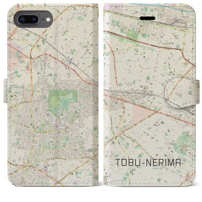 【東武練馬（東京都）】地図柄iPhoneケース（手帳タイプ）ナチュラル・iPhone 8Plus /7Plus / 6sPlus / 6Plus 用