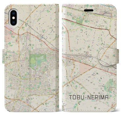 【東武練馬（東京都）】地図柄iPhoneケース（手帳タイプ）ナチュラル・iPhone XS Max 用