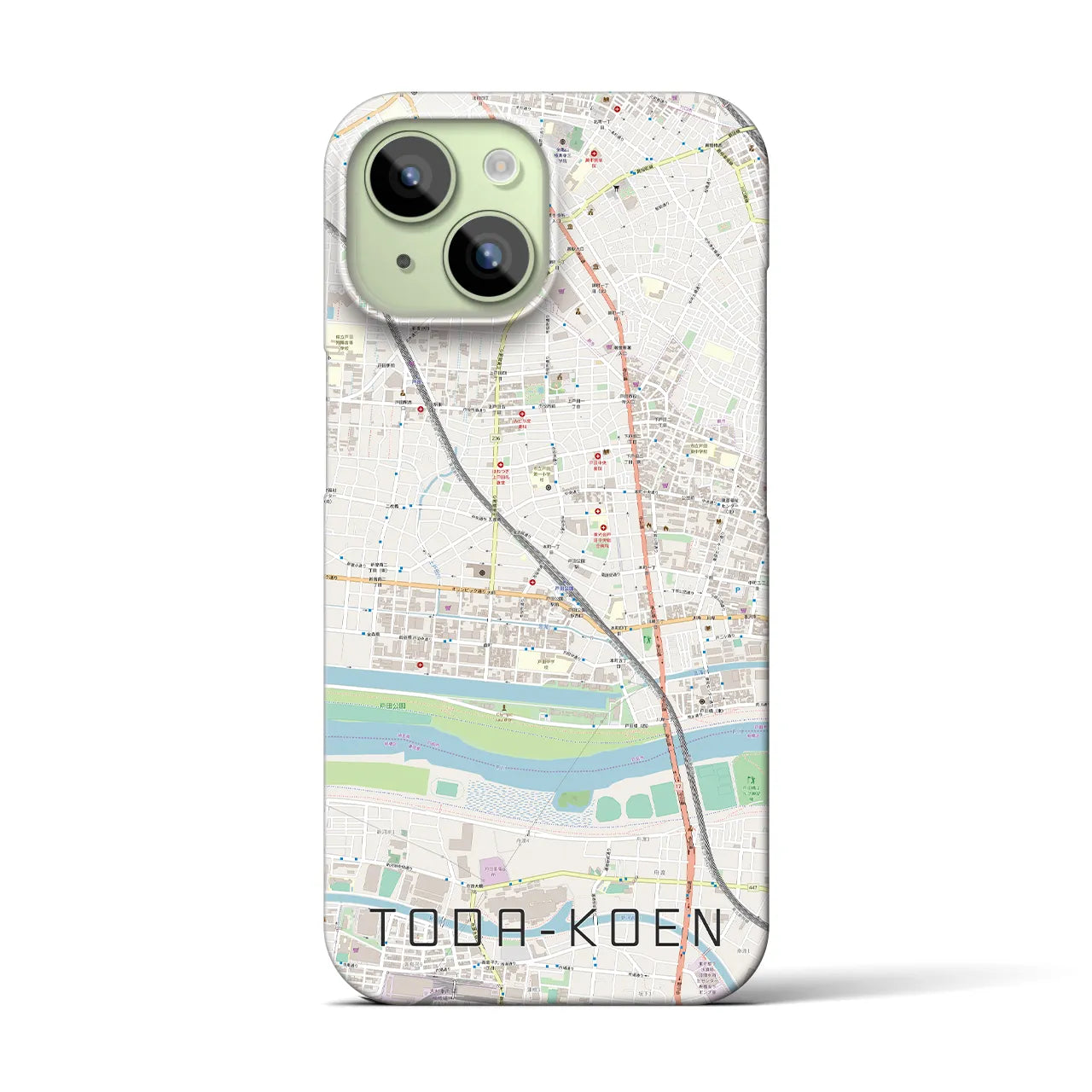 【戸田公園】地図柄iPhoneケース（バックカバータイプ・ナチュラル）iPhone 15 用