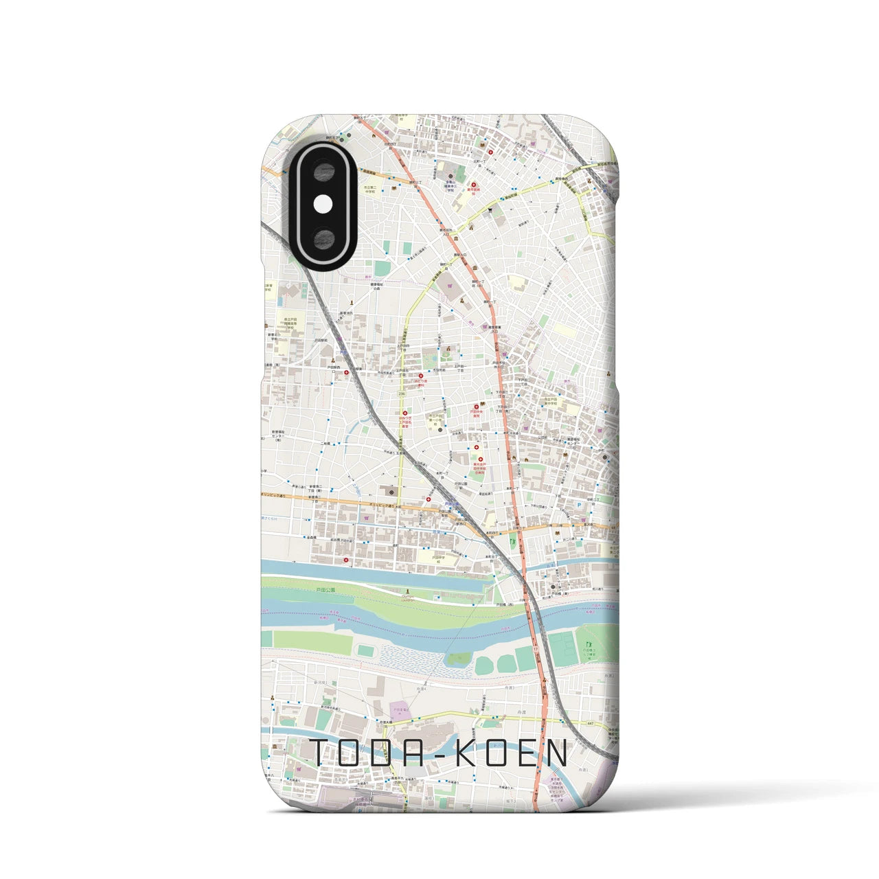【戸田公園】地図柄iPhoneケース（バックカバータイプ・ナチュラル）iPhone XS / X 用