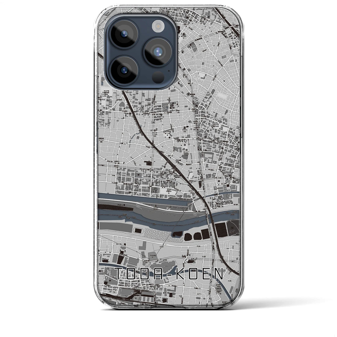 【戸田公園】地図柄iPhoneケース（クリアタイプ・モノトーン）iPhone 15 Pro Max 用