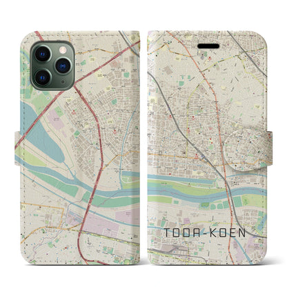 【戸田公園（埼玉県）】地図柄iPhoneケース（手帳タイプ）ナチュラル・iPhone 11 Pro 用