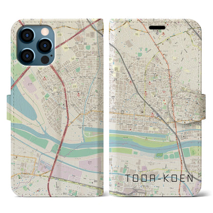 【戸田公園（埼玉県）】地図柄iPhoneケース（手帳タイプ）ナチュラル・iPhone 12 / 12 Pro 用