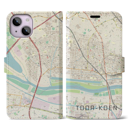 【戸田公園（埼玉県）】地図柄iPhoneケース（手帳タイプ）ナチュラル・iPhone 14 用