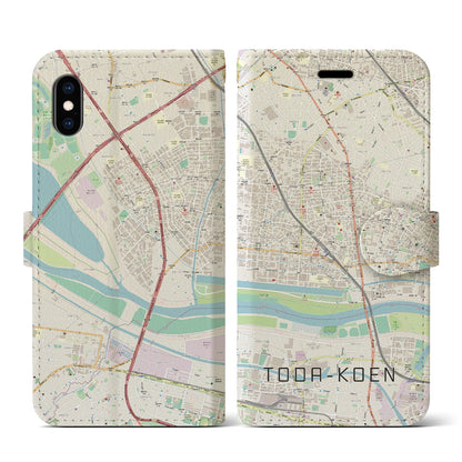 【戸田公園（埼玉県）】地図柄iPhoneケース（手帳タイプ）ナチュラル・iPhone XS / X 用