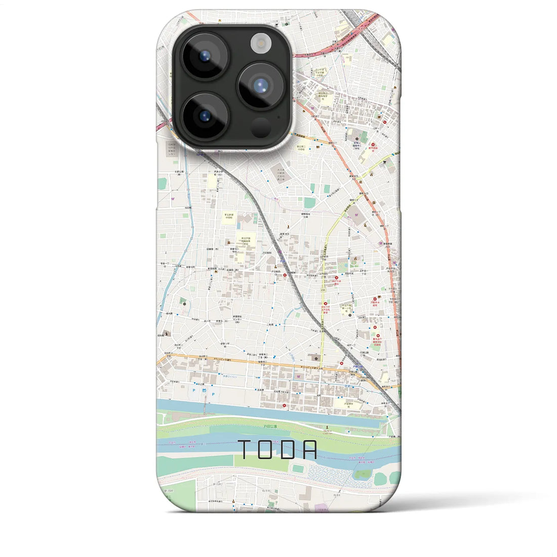 【戸田】地図柄iPhoneケース（バックカバータイプ・ナチュラル）iPhone 15 Pro Max 用
