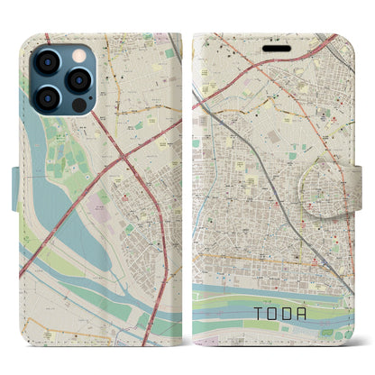 【戸田（埼玉県）】地図柄iPhoneケース（手帳タイプ）ナチュラル・iPhone 12 / 12 Pro 用